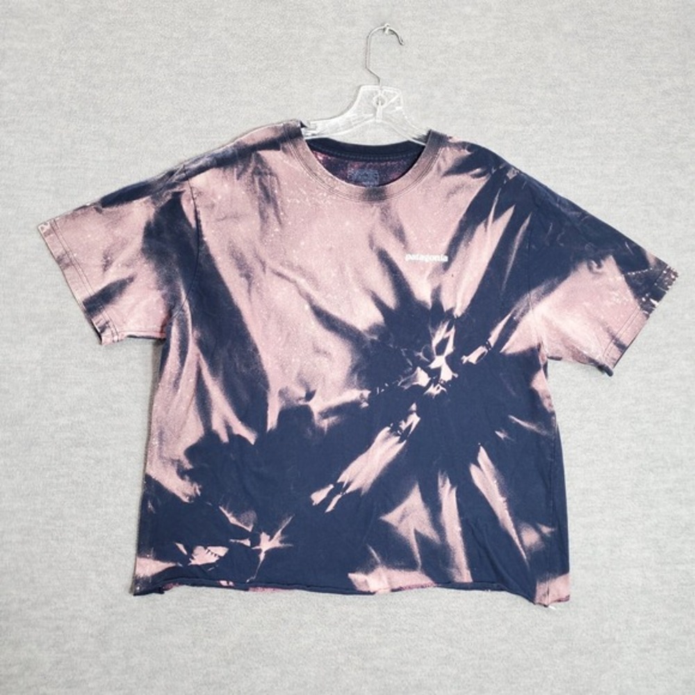 Patagonia Men Shirt Large Pink Tie Dye Logo Graphic Short Sleeve Tee